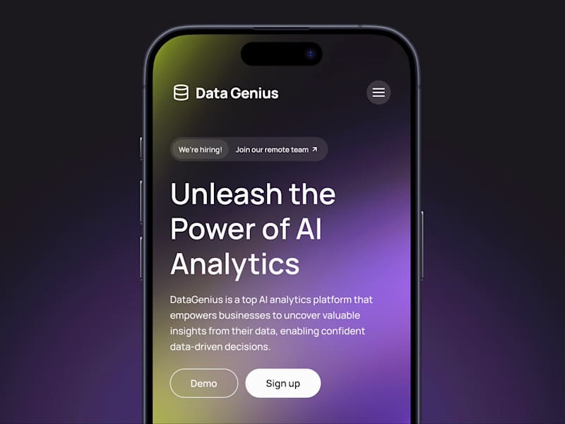 Cover image for Data Genius: SaaS Landing page