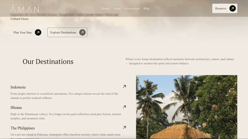 Cover image for Framer Landing Page for Aman International Hotel