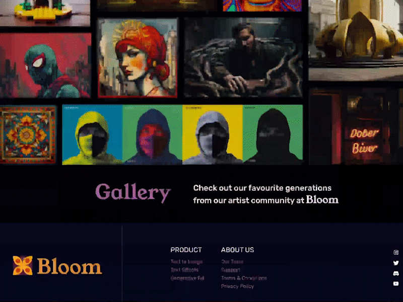 Cover image for Bloom | Landing page for AI art generator