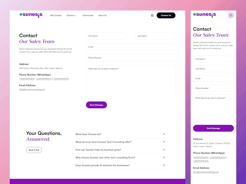 Cover image for Sunesis Tech Consulting - Figma to Framer Development