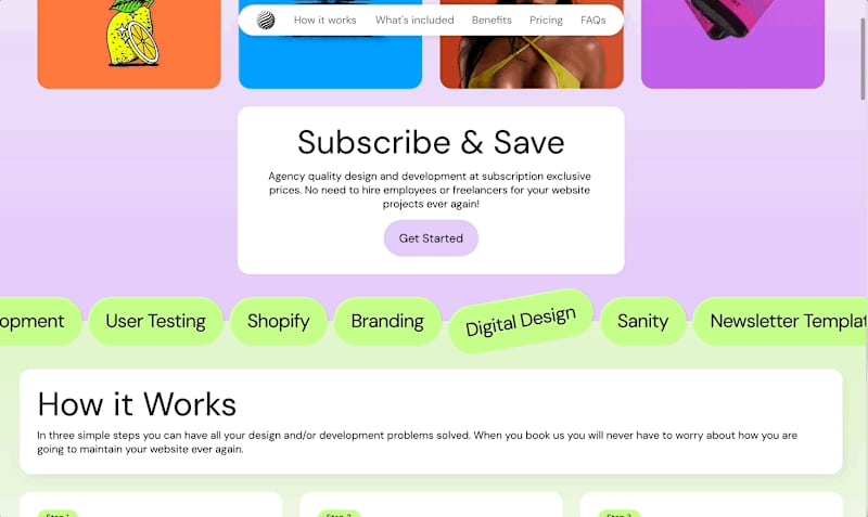Cover image for A landing page for a design subscription service using Framer