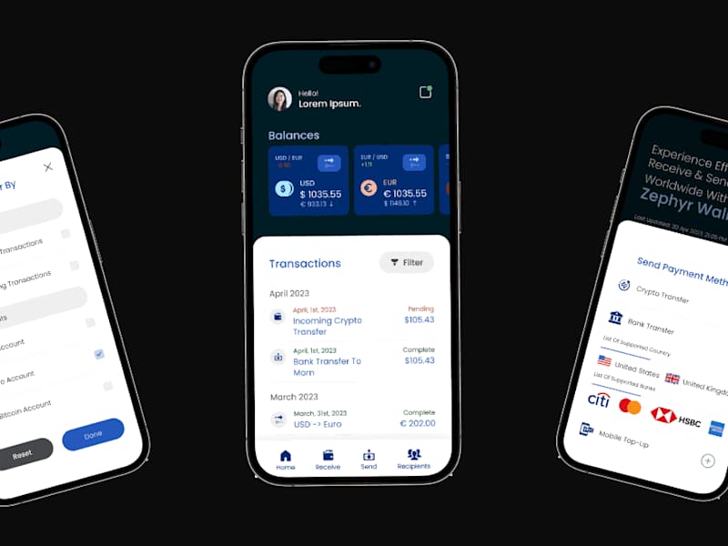 Cover image for Mobile App Design for UX-focused Zephyr Wallet.