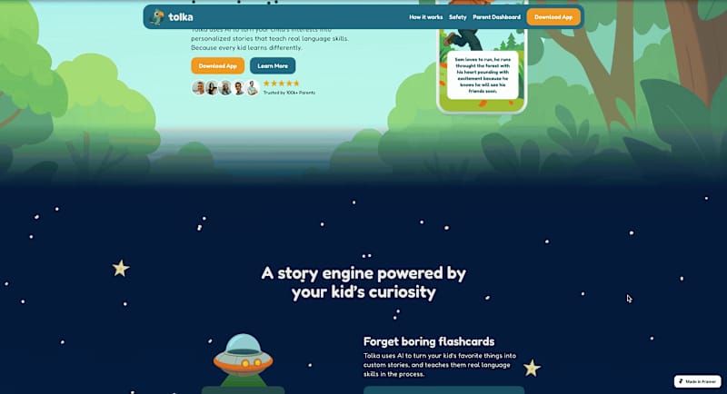 Cover image for Landing page for an AI-based language learning app for kids