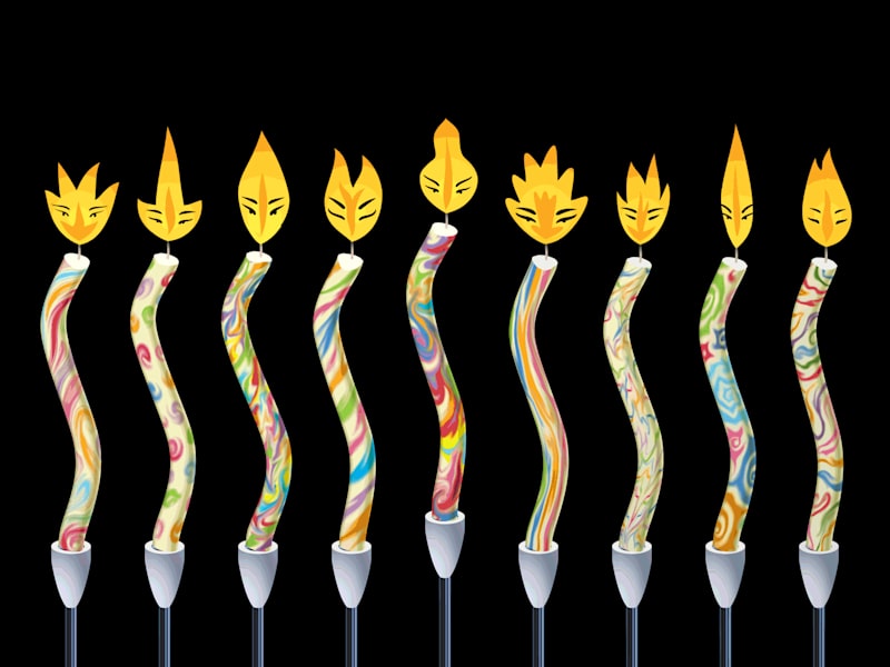 Cover image for The dancing candles of Hanukkah