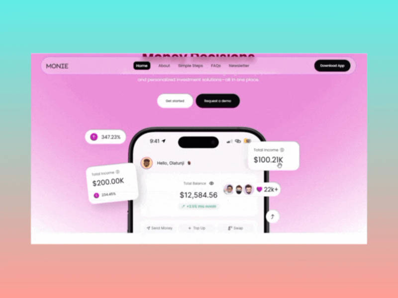 Cover image for Monie Landing page Figma to Webflow development 