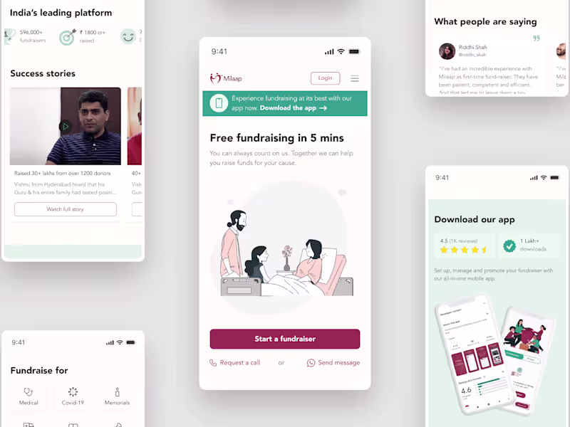 Cover image for Milaap ◦ Crowdfunding Website, 4M+ users