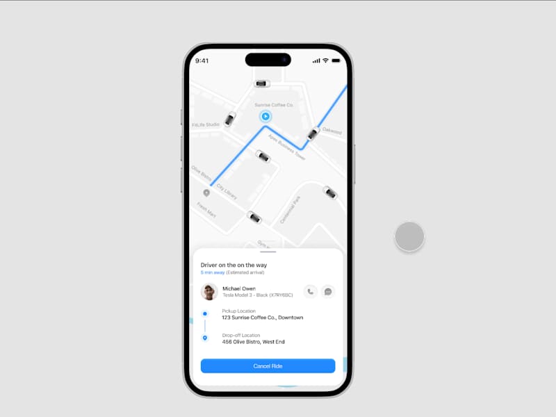 Cover image for A mobile app UI concept focused on real-time ride tracking, ...