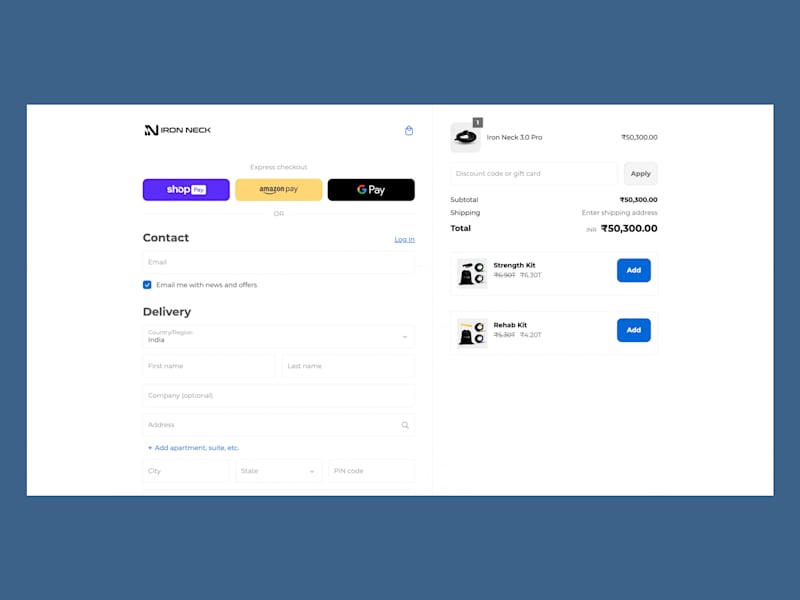 Cover image for Iron Neck | Custom Theme, Scripts, Checkout Changes 