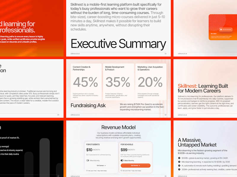 Cover image for Investor Pitch Deck Design for Skillnest