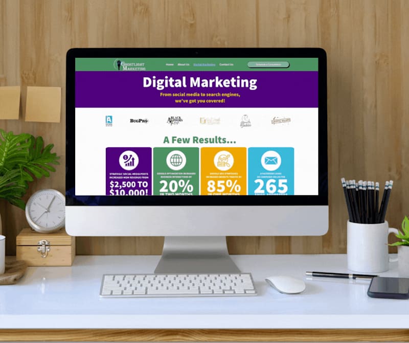 Cover image for Digital Marketing page of the website I designed and built o...
