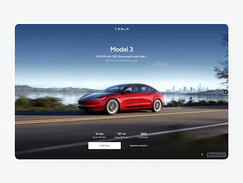 Cover image for Tesla made in Framer