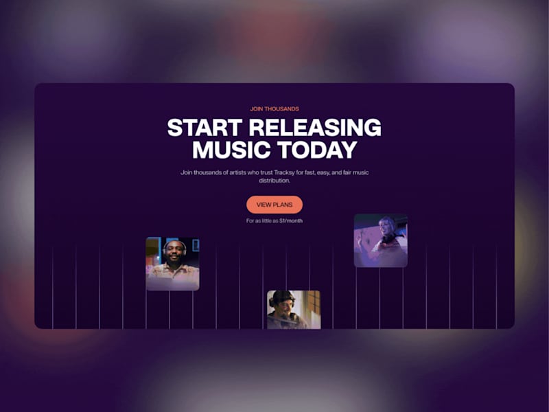 Cover image for Tracksy - Landing Page Design for Music Distribution Platform