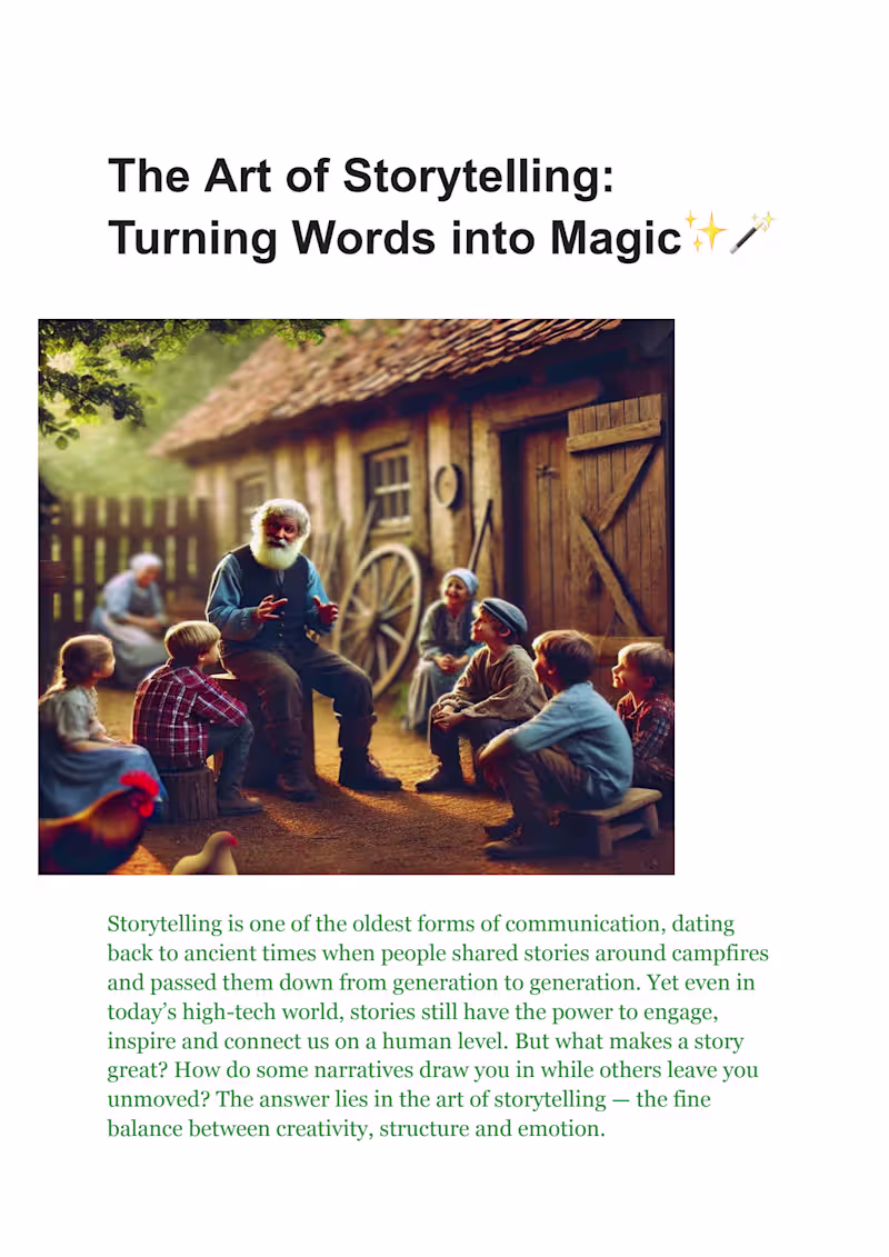 Cover image for The Art of Storytelling: Turning Words into magic✨