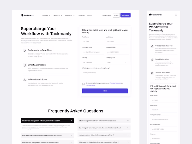 Cover image for Taskmanly UI Kit - Task Management Contact Sales Page
