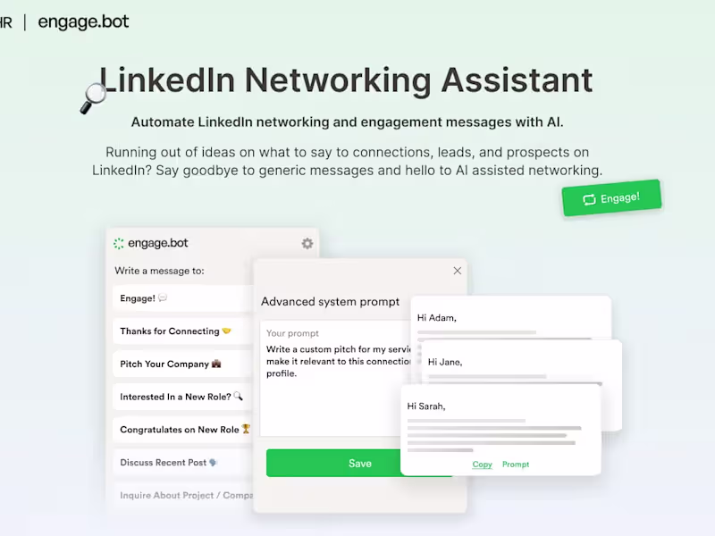 Cover image for Engage.Bot - LinkedIn Messaging AI Assistant