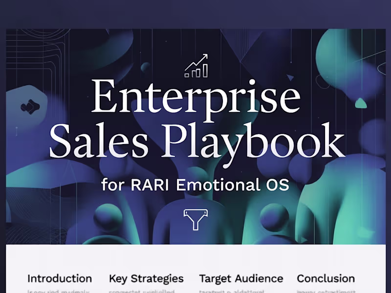 Cover image for RARI Enterprise Sales Playbook | Strategic Narrative & Sales