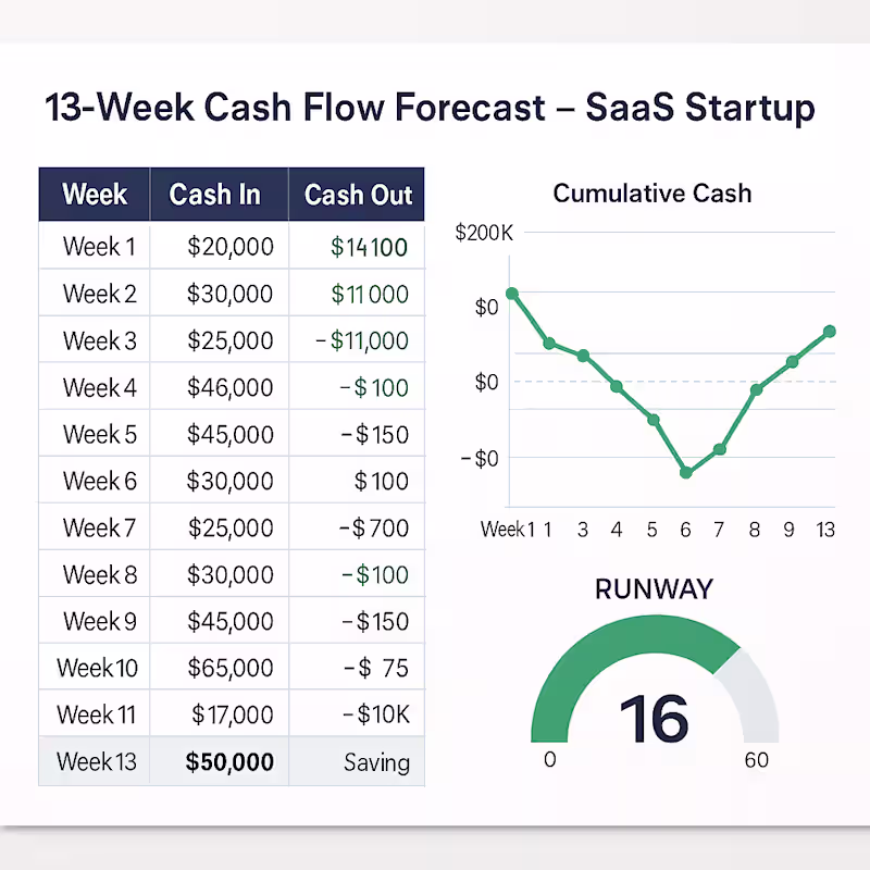 Cover image for Built a rolling 13-week cash model with daily inflow/outflow