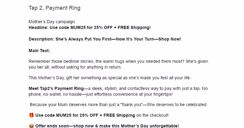 Cover image for Mother's Day Facebook Ad Campaign for Tap2