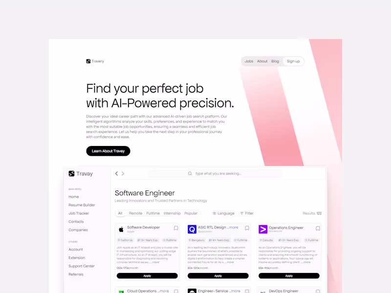Cover image for Travay website Landing page design