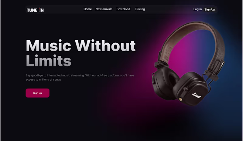 Cover image for Tune In: a platform for ad-free listening to music :: Behance