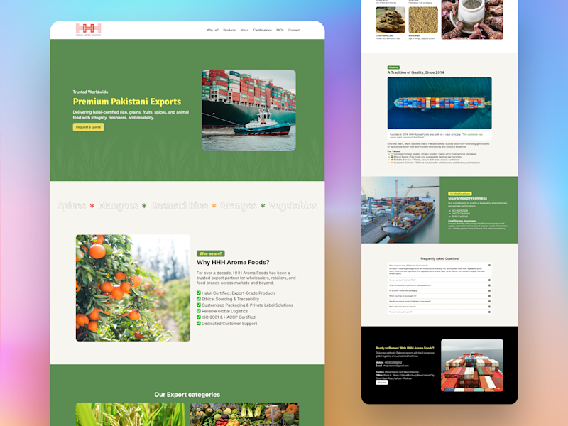 Cover image for HHH Aroma Foods Landing Page Design