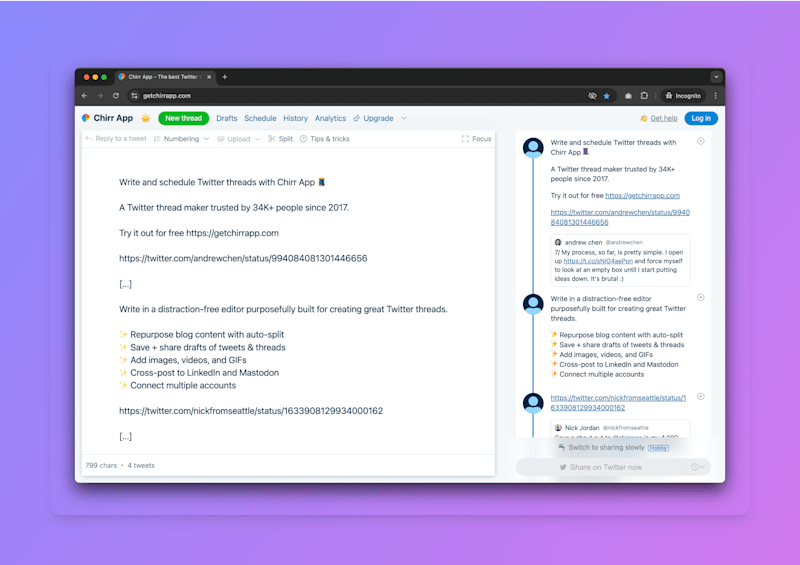 Cover image for Chirr App - Twitter Thread Scheduling Platform