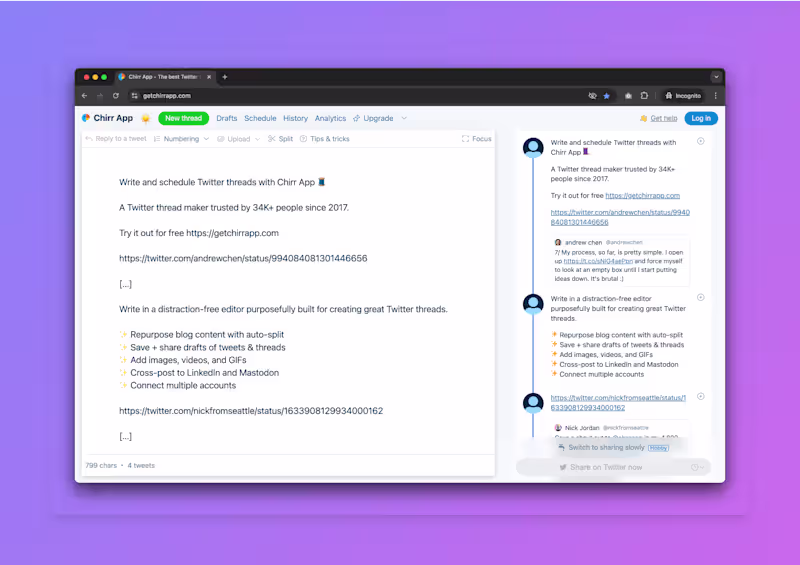 Cover image for Chirr App - Twitter Thread Scheduling Platform