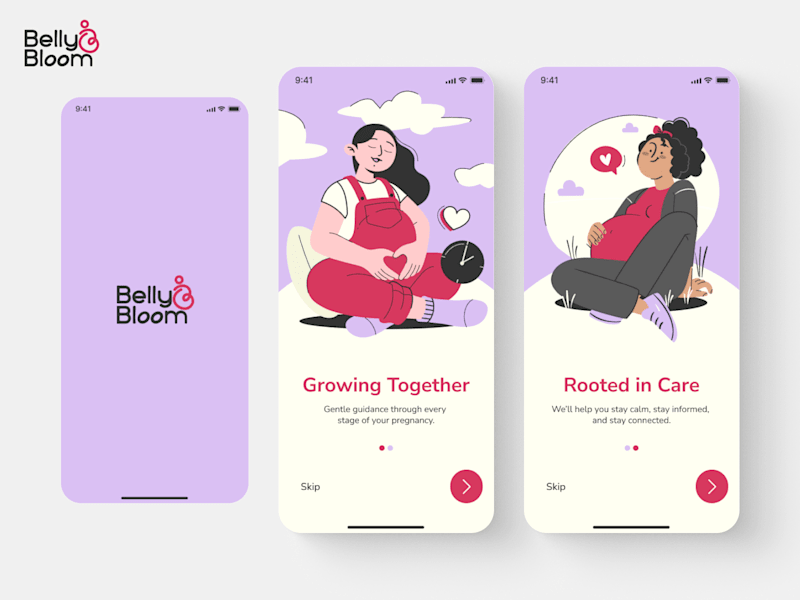 Cover image for Belly Bloom Pregnancy App Design