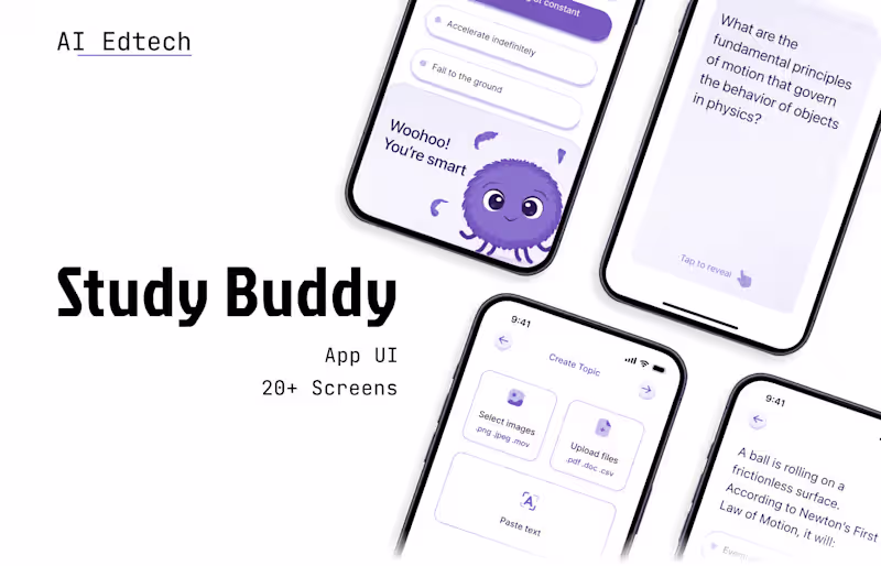 Cover image for Study Buddy - AI EdTech App, Flashcards, Quizzes