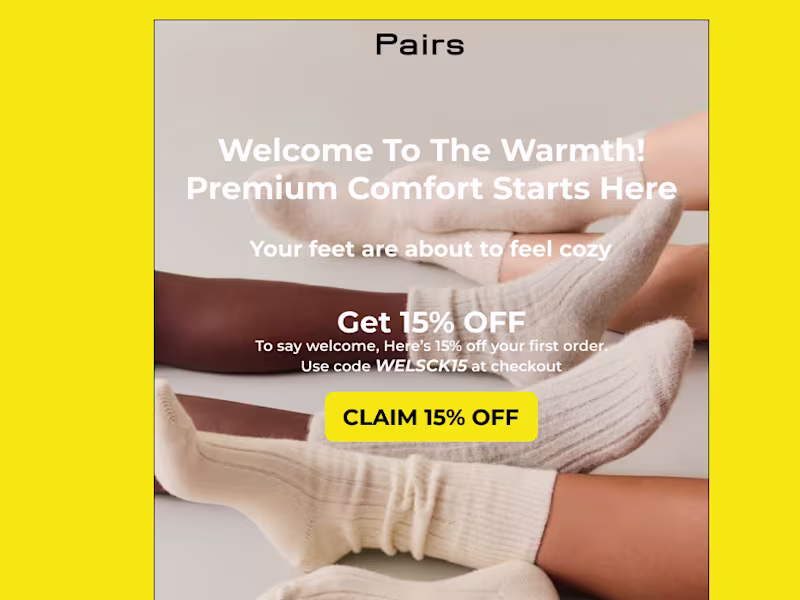 Cover image for Welcome Email for PAIRS SOCKS