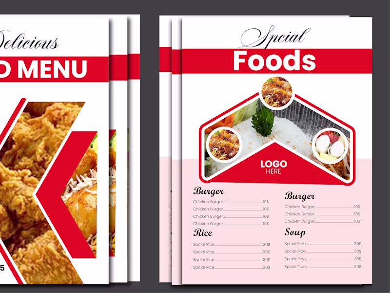 Cover image for modern restaurant food menu, trifold, flyer, or digital board
