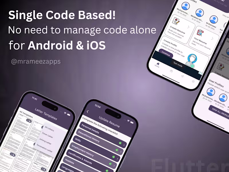 Cover image for  flutter app development android ios, 
