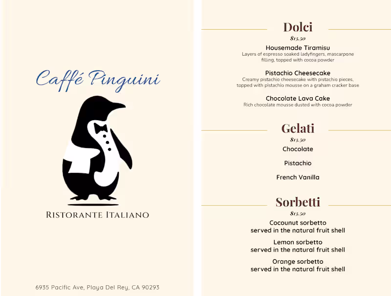 Cover image for Caffè Pinguini Menu Redesign