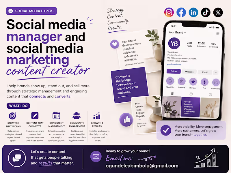 Cover image for Social media manager and social media marketing content creator