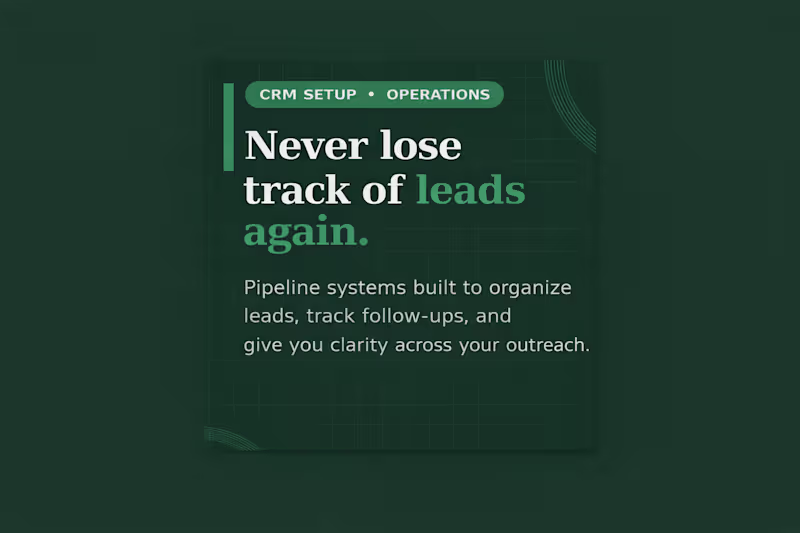 Cover image for CRM / Pipeline Setup 