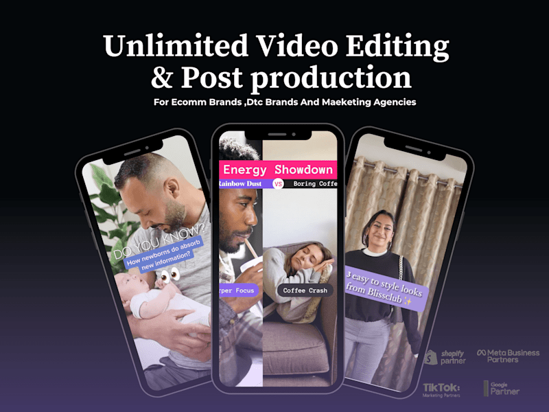 Cover image for Unlimited video editing and post production for Ecomm brands