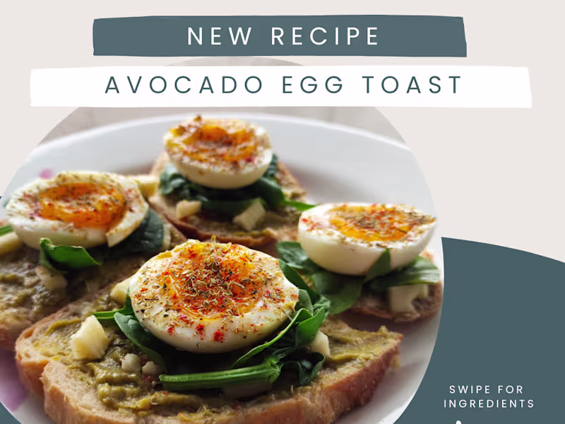 Cover image for Wellness Recipe Sample – Avocado Egg Toast 