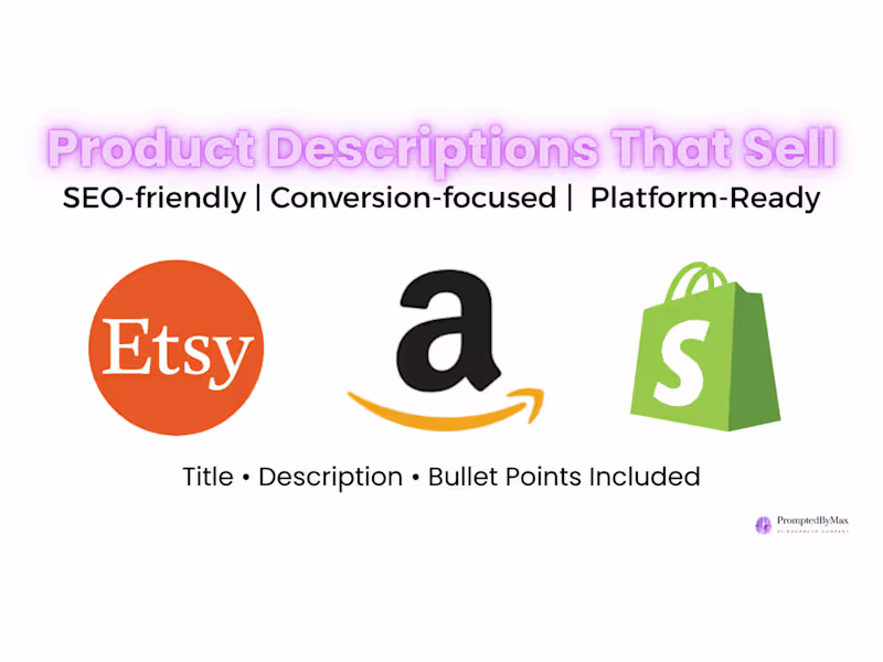 Cover image for Product Descriptions That Sell – For Etsy, Amazon & More