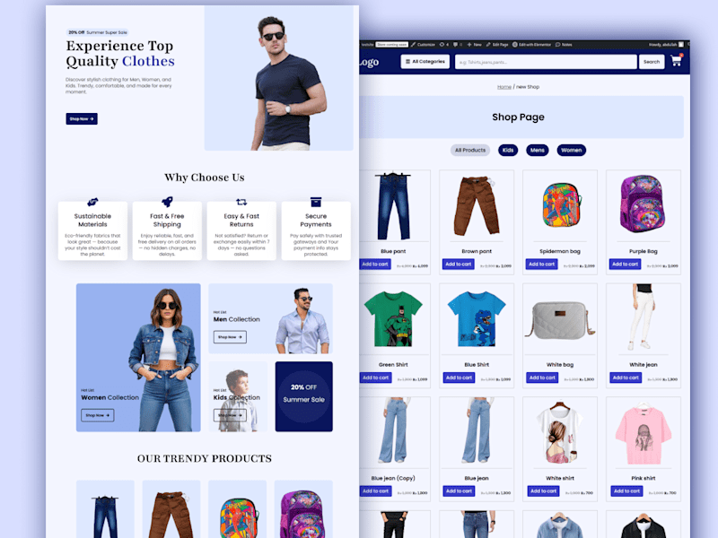 Cover image for Modern & Trendy Fashion Store, Full Website Design + Development