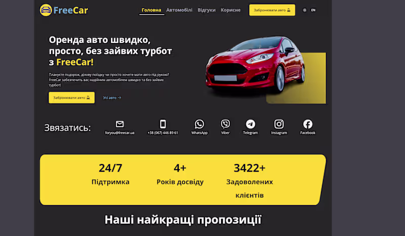 Cover image for Car rental website with SEO-focused structure and dual theme
