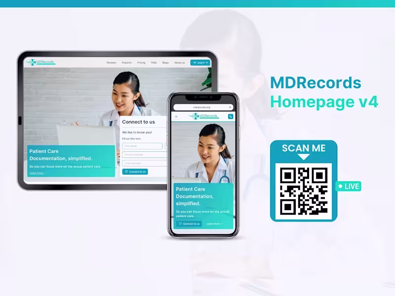 Cover image for MDRecords Homepage Redesign | Electronic Medical Records Website