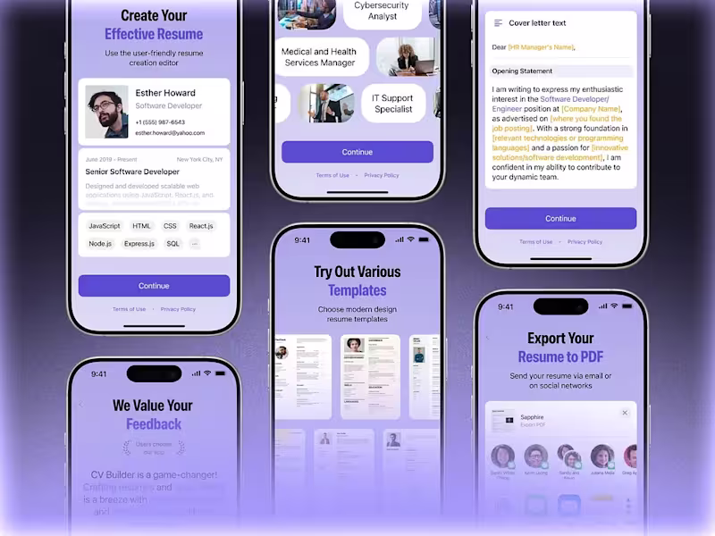 Cover image for Onboarding for Resume & CV Builder App