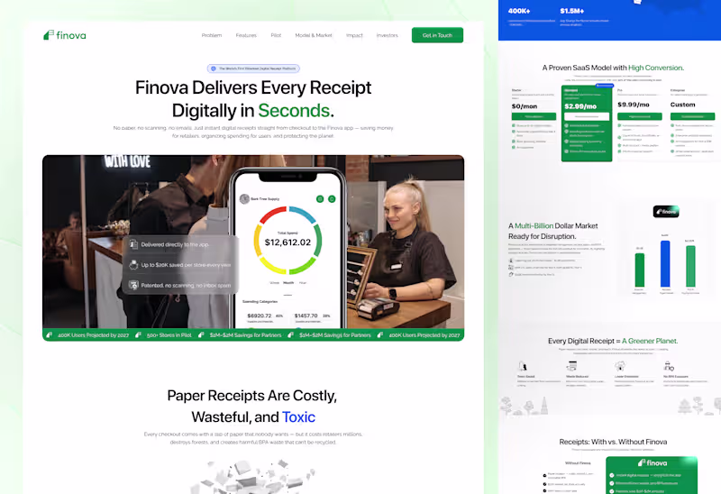 Cover image for Designed this Landing Page for Finova Receipt