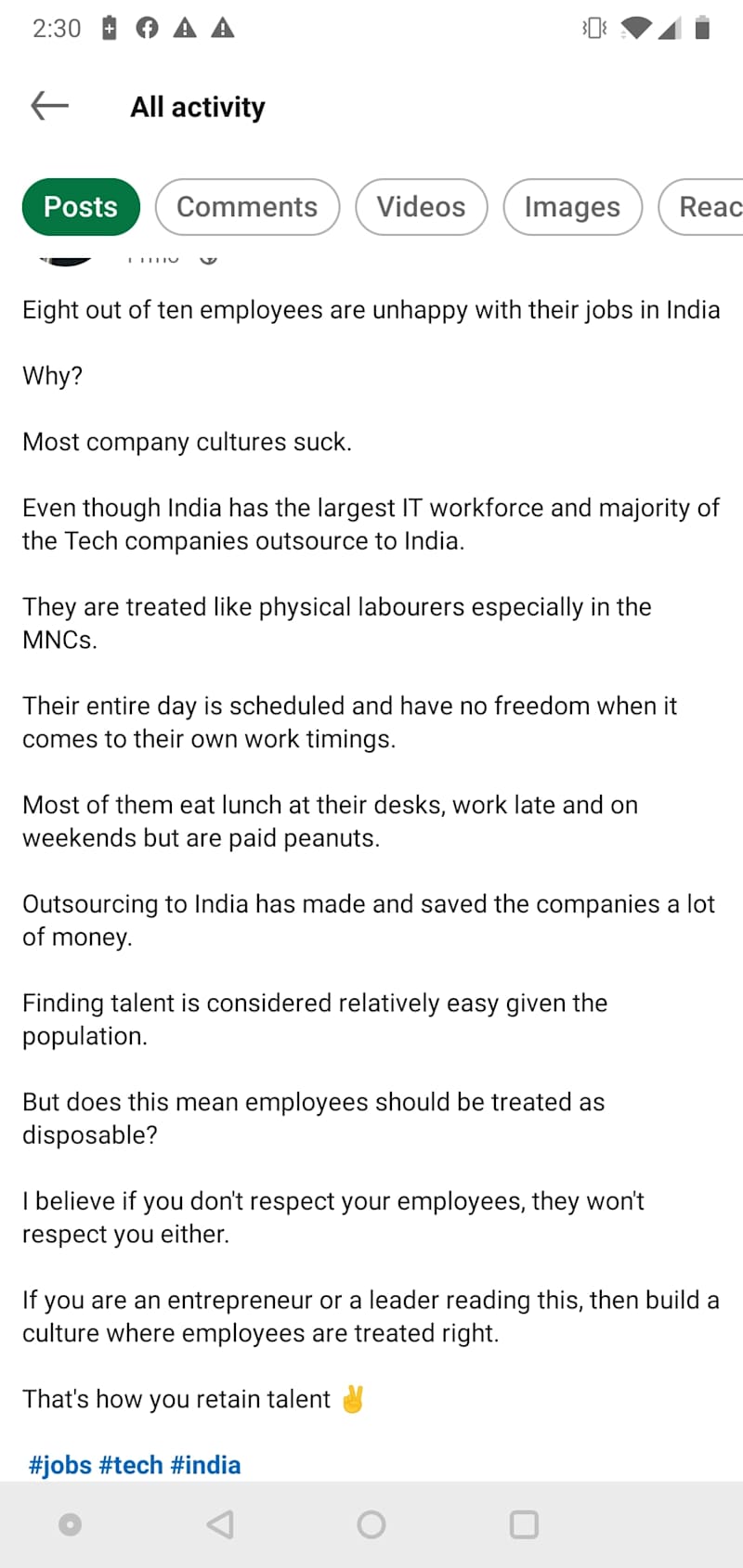 Cover image for Eight out of ten employees are unhappy with their job in India