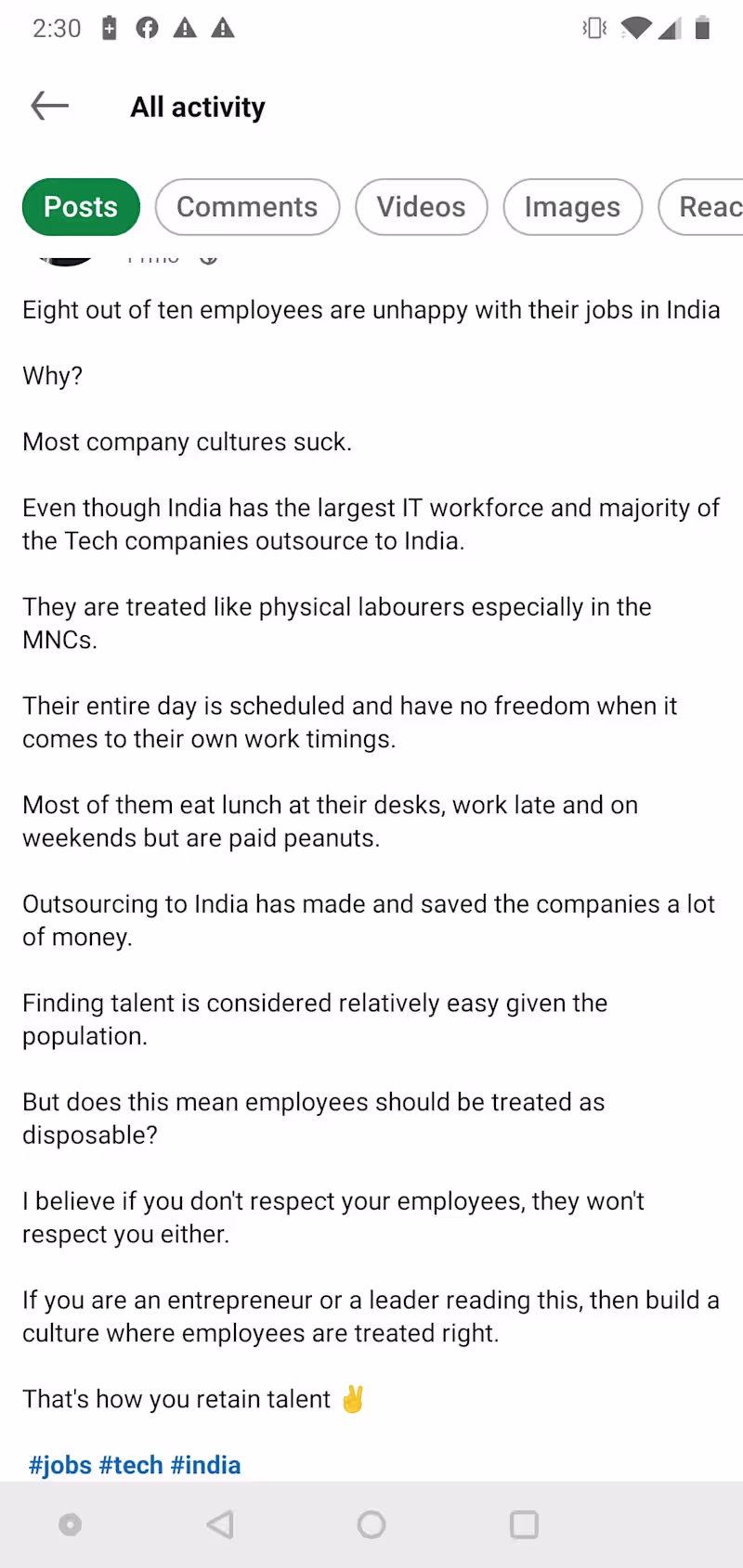 Cover image for Eight out of ten employees are unhappy with their job in India