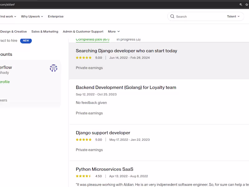 Cover image for Past Projects on UpWork