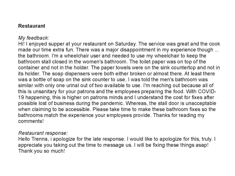Cover image for Accessibility Advocacy: Restaurant 