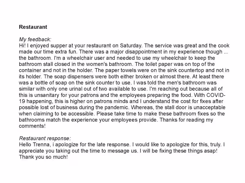 Cover image for Accessibility Advocacy: Restaurant 