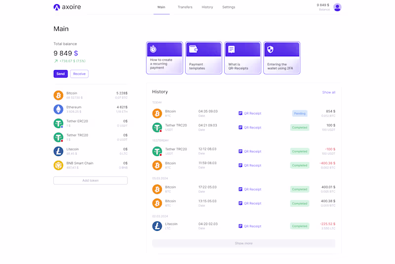 Cover image for Axoire | Online Crypto Wallet & Payment System