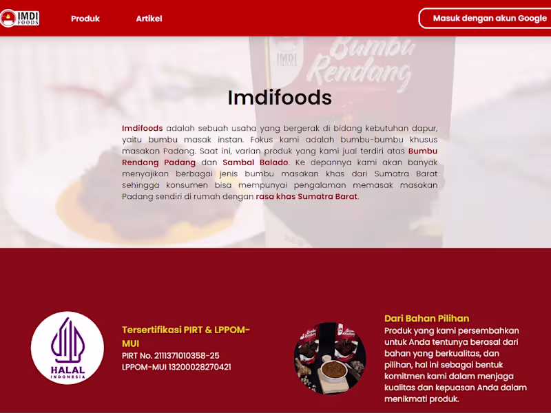 Cover image for Imdifoods E-commerce